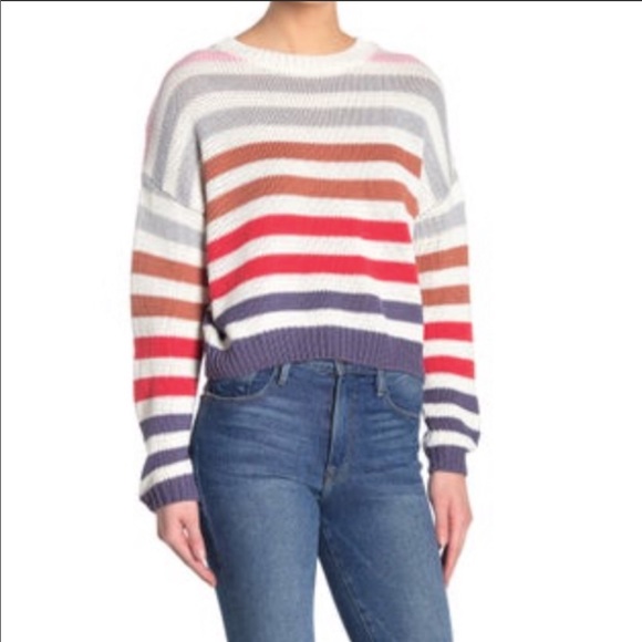 NWT John + Jenn Striped Crewneck Sweater - Picture 2 of 2